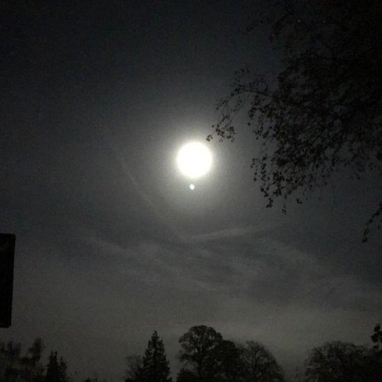 The moon over Headley Down and Grayshott in Hampshire