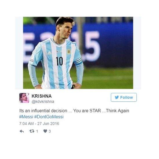 Tweet urging Messi to think again