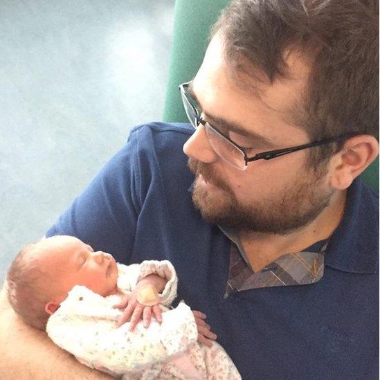 Richard Cox with baby Emilie