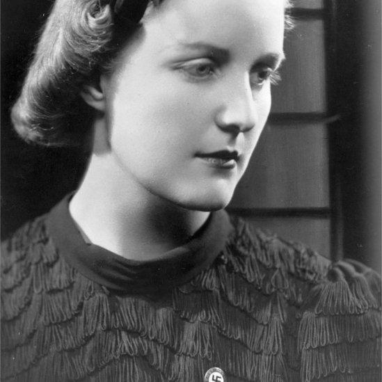 Unity Mitford wearing a swastika badge