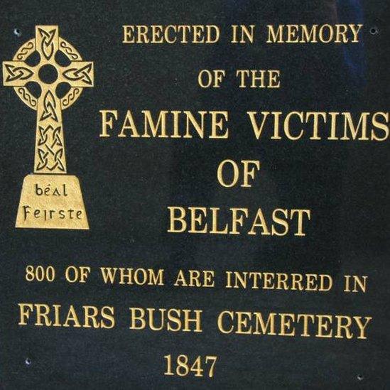 Famine plaque at Friar's Bush graveyard