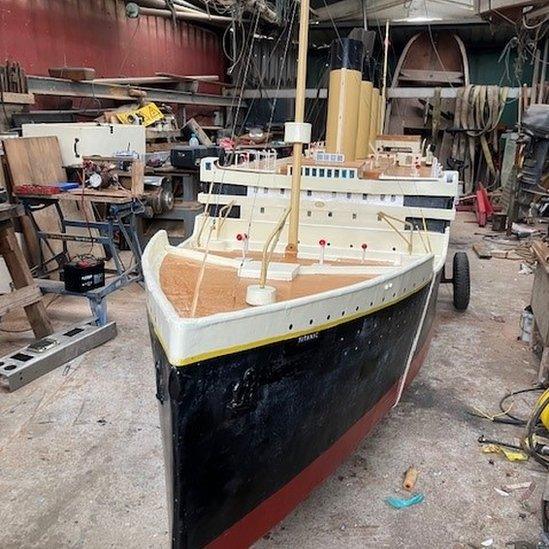 The model of Titanic in the East Belfast Yacht Club workshop