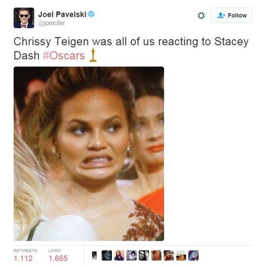 Chrissy Teigen was all of us reacting to Stacy Dash #Oscars