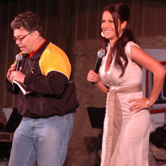 Pentagon photos of the 2006 Hope & Freedom Tour in Kuwait show the two performing a skit