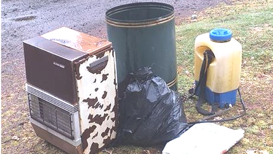 Discarded item at Denny cemetery