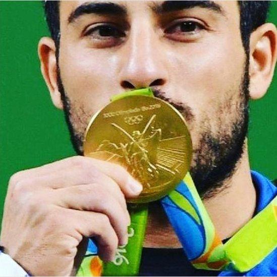 Kianoush Rostami wins gold in the men's 85kg weightlifting in Rio Olympics, August 2016