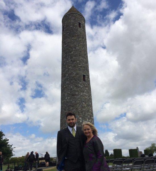 Daire Nolan and his mother, Mary Harte, pictured at commemoration. Their father and grandfather Paddy Harte, former Donegal TD, was instrumental in the creation of the Island of Ireland Peace Park in Messines.