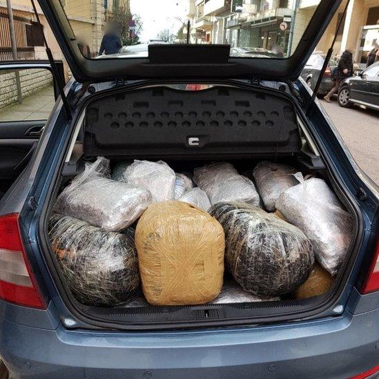 Cannabis found in a car in Greece