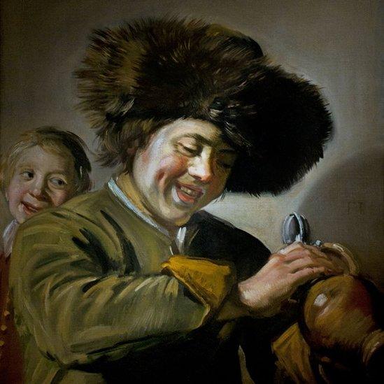 Two Laughing Boys with a Mug of Beer by Dutch artist Frans Hals