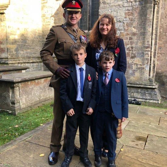 Colonel Jed Murphy of the 3rd Battalion Royal Welch attended the service with wife Sarah and sons Joseph, 11 and Peter, eight