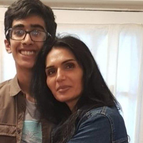 Rohan Godhania with his mother