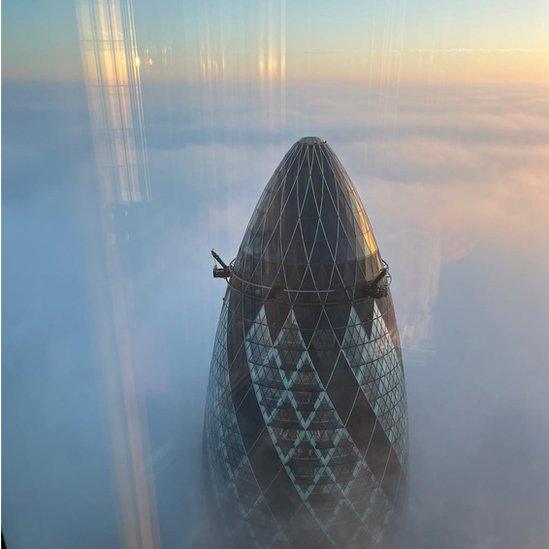 The gherkin in fog