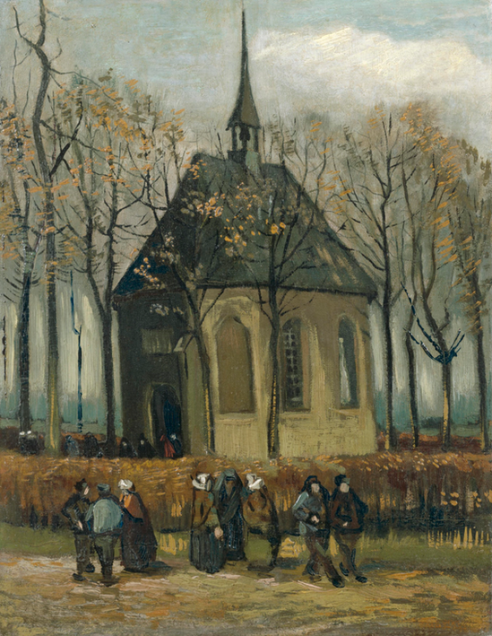 Vincent van Gogh, Congregation Leaving the Reformed Church in Nuenen, 1884 - 1885