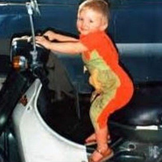 Ben Needham on scooter in sandals