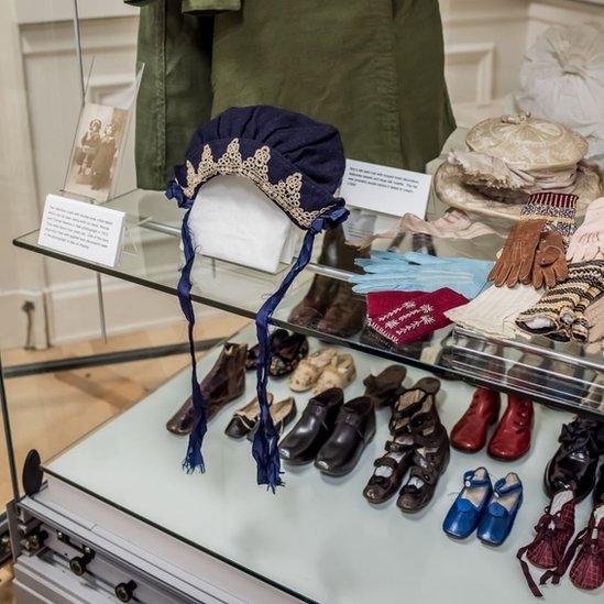 Old hats and shoes on display