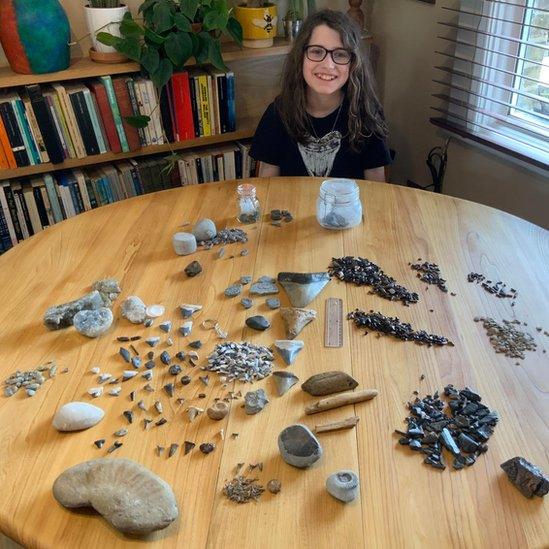 elana-with-fossil-collection.