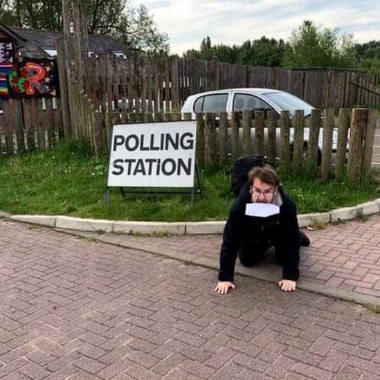 Human at polling station