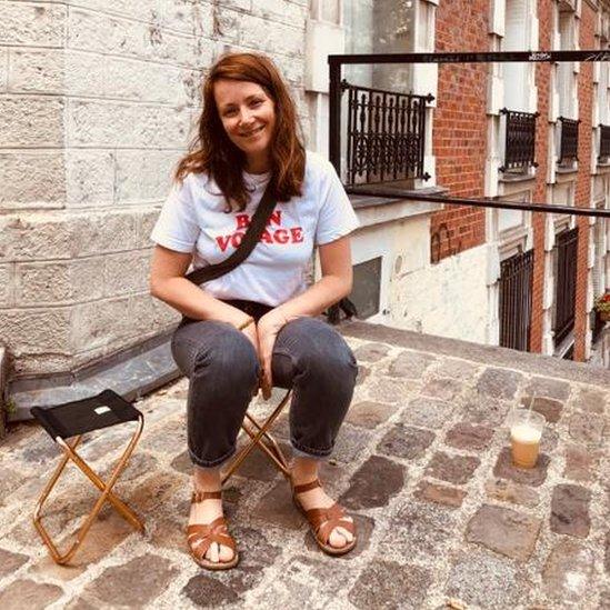 Delphine spent some of the lockdown on a camping chair outside with other parents