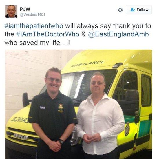 #IAmThePatientWho will always say thank you to the #IAmTheDoctorWho @EastEnglandAmb who saved my life.....!