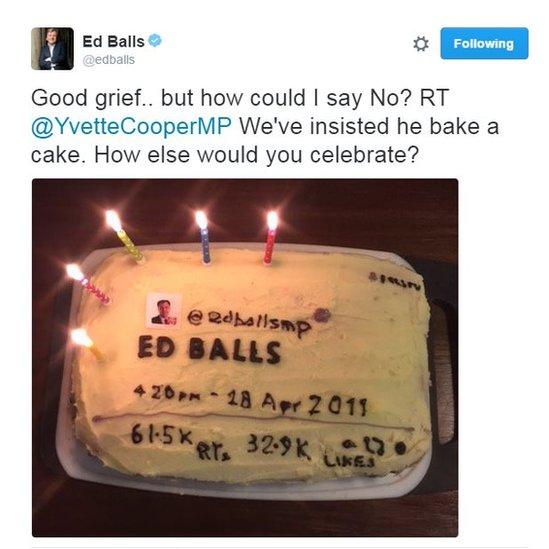 Good grief...but how could I say No? RT @YvetteCooper We've insisted he bake a cake. How else would you celebrate #EdBallsday?