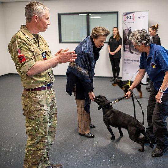 The Princess Royal with one of the dogs