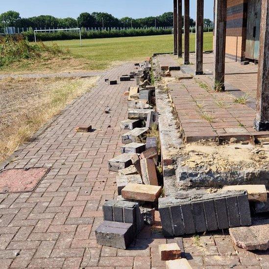 Brookers Field pavilion destroyed.