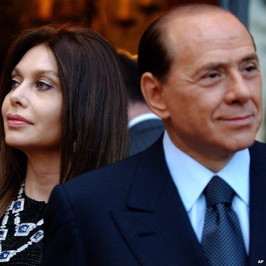 Silvio Berlusconi (right) and his wife Veronica Lario in Rome, 24 June 2004