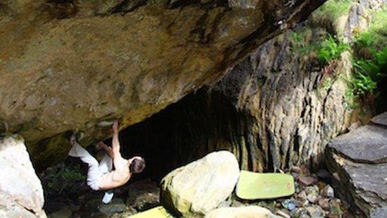 Dave MacLeod climbing new line on Raasay