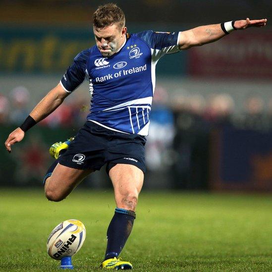 Ian Madigan lands a successful penalty attempt during the first half of Leinster's match away to Ulster