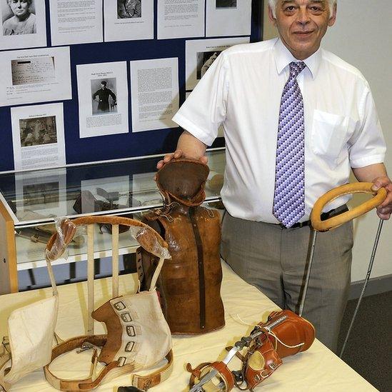 Dave Adams with historical display