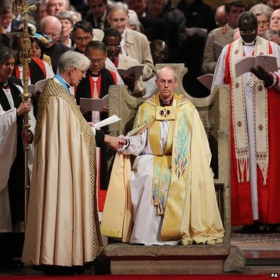 Archbishop of Canterbury sits in the Chair of Augustine.