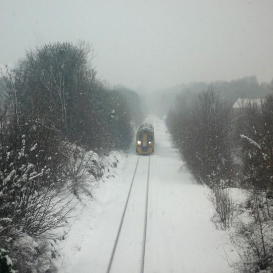 Train in the snow