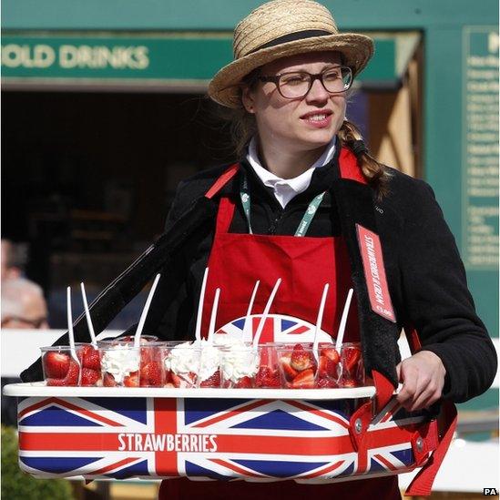 A strawberry seller at Aintree