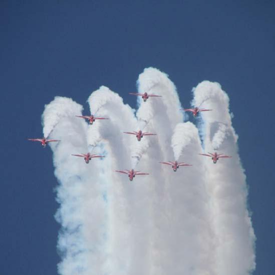 The Red Arrows as seen from a back garden in Rhoose, Vale of Glamorgan