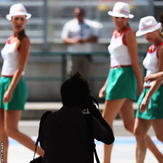 Grid girls at the Grand Prix