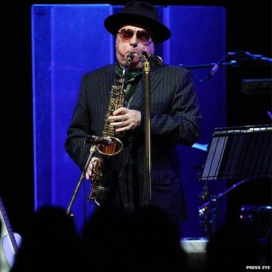 Van Morrison plays the saxophone