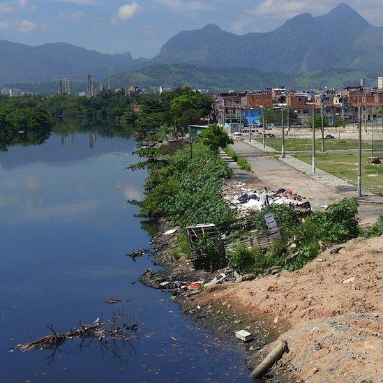 Shanty towns adjoining Guanabara Bay