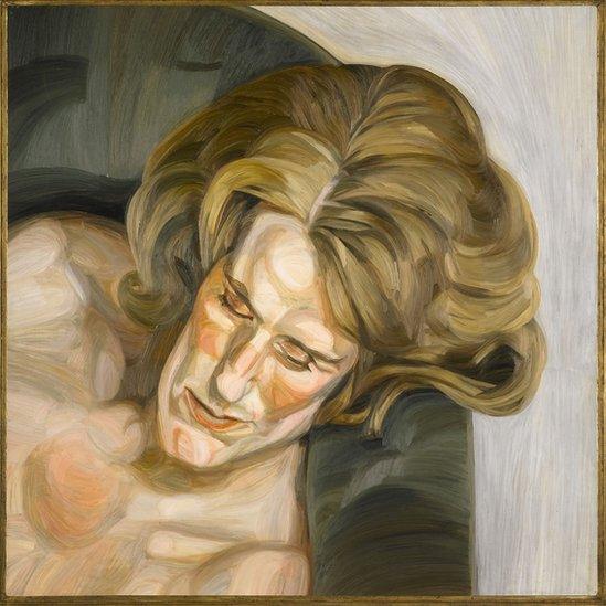 Head on a Green Sofa by Lucian Freud