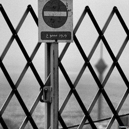 A no-entry sign in Iran