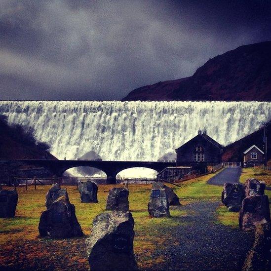 The Caban Coch reservoir dam