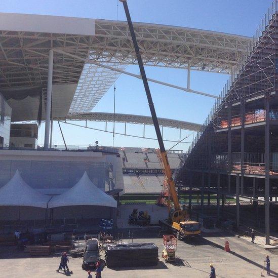 Work underway at Itaquerao football stadium in Sao Paulo