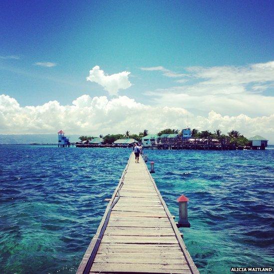 Walkway to an island in the Philippines