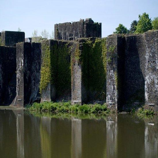 Caerphilly Castle and moat