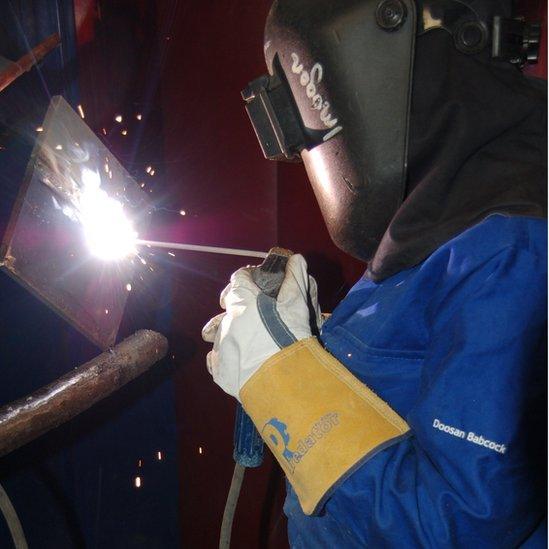 Girl welding