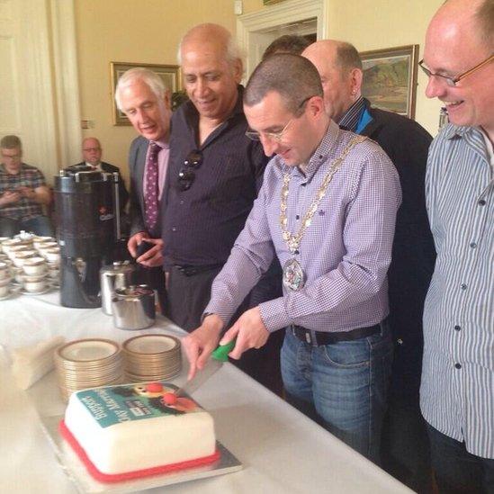 The cake was ordered for a civic event in Bangor Castle Town Hall, County Down, to mark International Day Against Homophobia and Transphobia