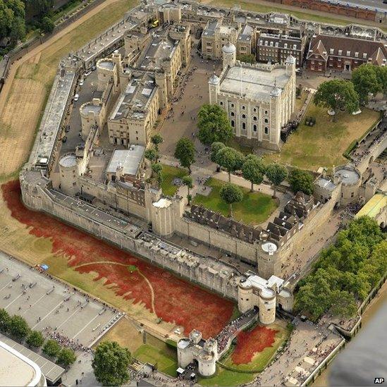 Aerial view of Tower of London