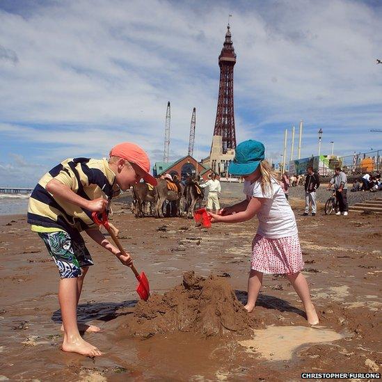 Children on Blackpool beach