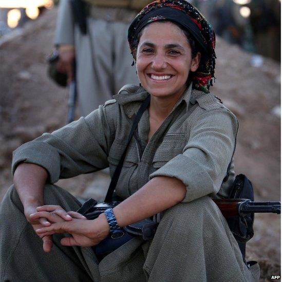 A Kurdish female fighter in northern Syria 3 March 2013