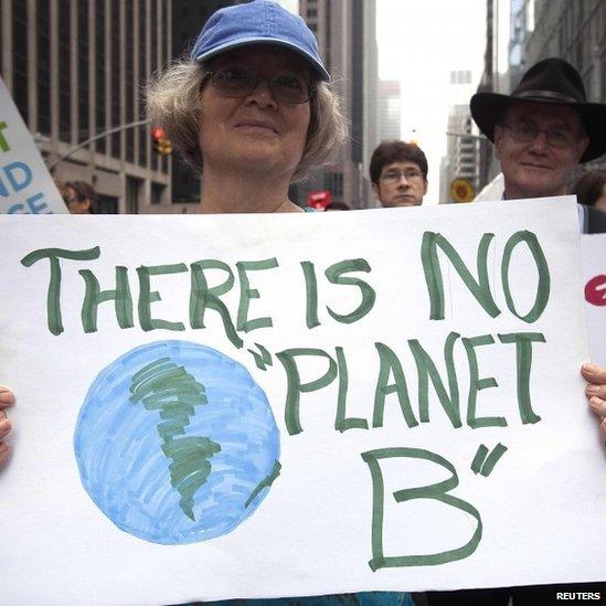 Environmental protester in New York (22 September 2014)