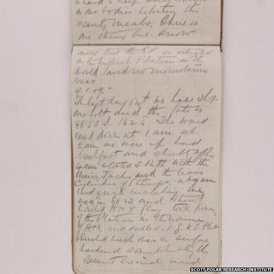 Diary excerpt from Shackleton's Nimrod expedition dated 9 January, 1909